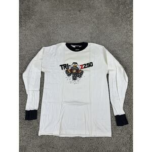 Vintage Yamaha Shirt Mens Large Tri-Z 250 White Long Sleeve Ringer Graphic 80s
